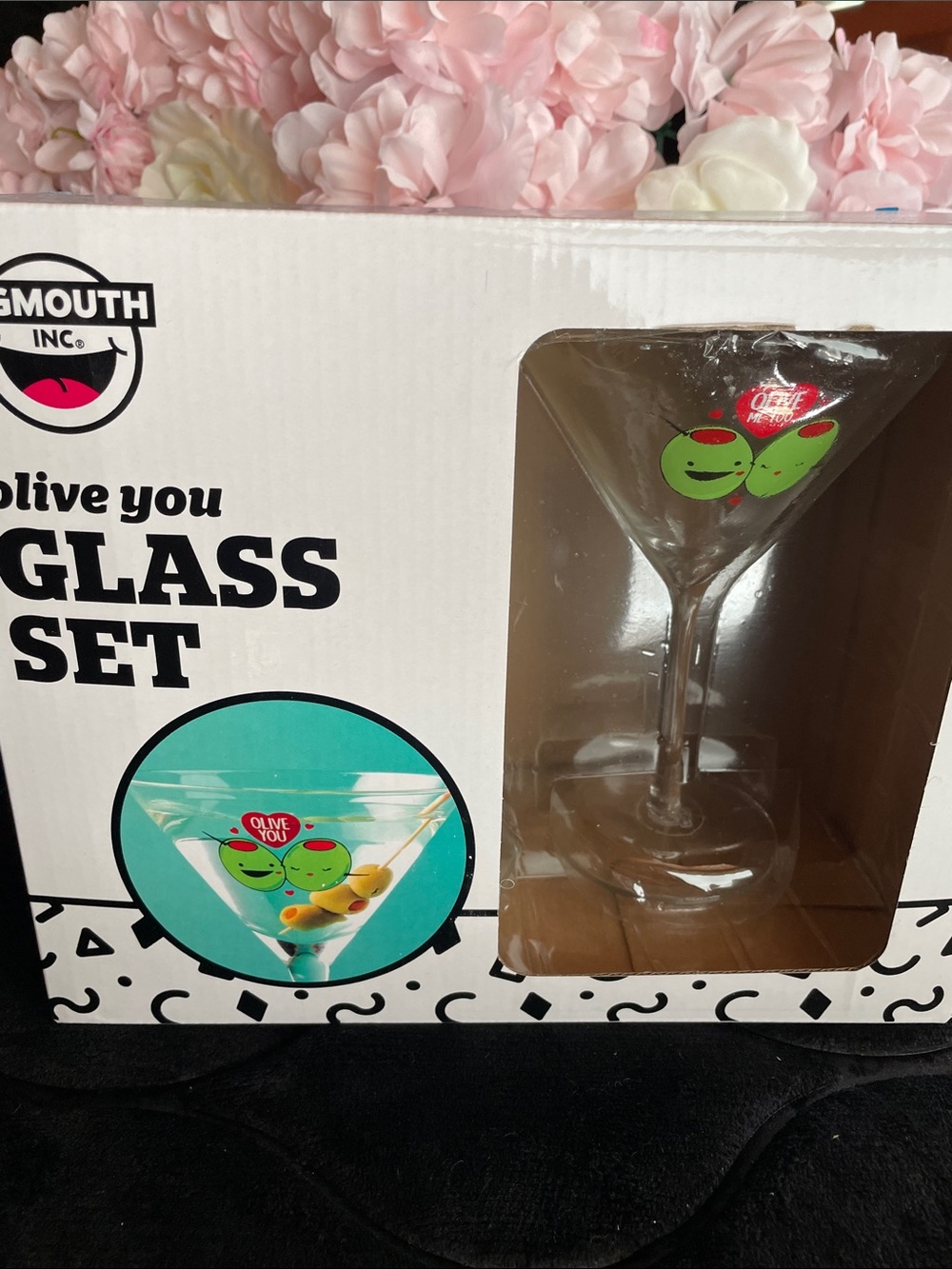 Big Mouth Inc. Olive You Martini Glass - Clear with Green Olive Accent